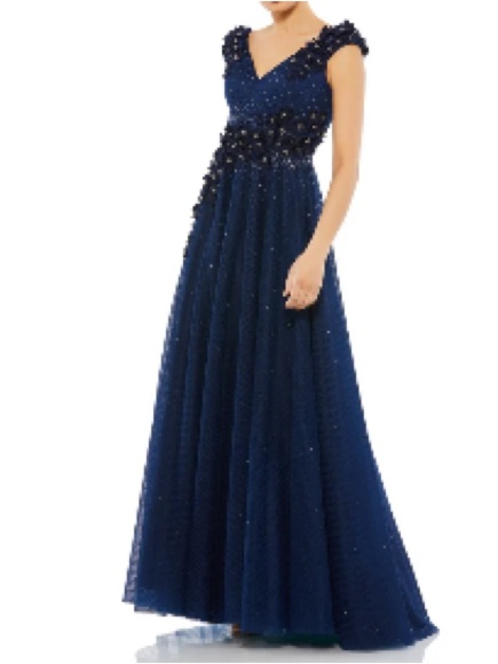 MAC DUGGAL FLORAL APPLIQUE A-LINE EVENING GOWN NWT 18